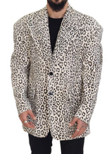 White Leopard Single Breasted Coat Blazer Dolce & Gabbana