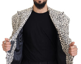 White Leopard Single Breasted Coat Blazer Dolce & Gabbana