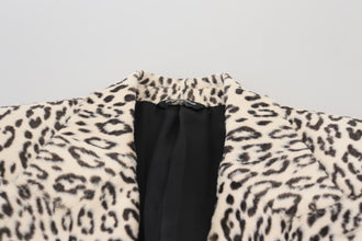 White Leopard Single Breasted Coat Blazer Dolce & Gabbana