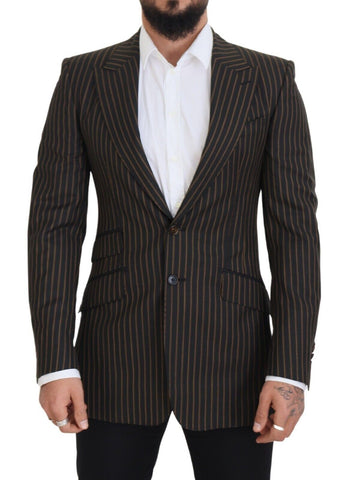 Black Brown Stripes Single Breasted Blazer Dolce & Gabbana