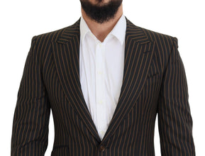 Black Brown Stripes Single Breasted Blazer Dolce & Gabbana