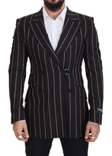 Black Stripes Viscose Double Breasted Blazer Dolce & Gabbana