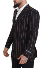 Black Stripes Viscose Double Breasted Blazer Dolce & Gabbana