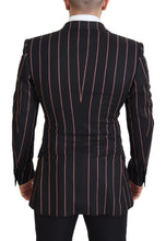 Black Stripes Viscose Double Breasted Blazer Dolce & Gabbana