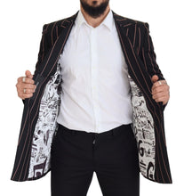 Black Stripes Viscose Double Breasted Blazer Dolce & Gabbana