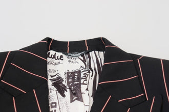 Black Stripes Viscose Double Breasted Blazer Dolce & Gabbana