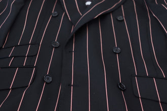 Black Stripes Viscose Double Breasted Blazer Dolce & Gabbana