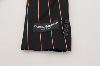 Black Stripes Viscose Double Breasted Blazer Dolce & Gabbana