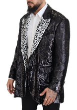 Black Sequined Cow Pattern Nylon Blazer Dolce & Gabbana