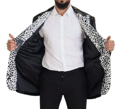 Black Sequined Cow Pattern Nylon Blazer Dolce & Gabbana