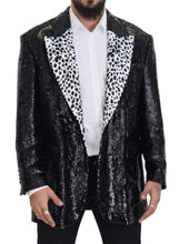 Black Sequined Cow Pattern Nylon Blazer Dolce & Gabbana