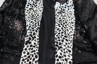 Black Sequined Cow Pattern Nylon Blazer Dolce & Gabbana