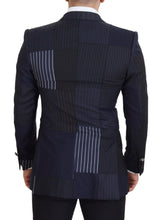 Blue Wool Patchwork Double Breasted Blazer Dolce & Gabbana