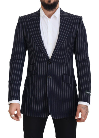Dark Blue Stripe Wool Single Breasted Blazer Dolce & Gabbana