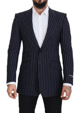 Dark Blue Stripe Wool Single Breasted Blazer Dolce & Gabbana