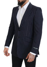 Dark Blue Stripe Wool Single Breasted Blazer Dolce & Gabbana