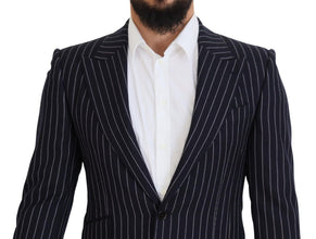 Dark Blue Stripe Wool Single Breasted Blazer Dolce & Gabbana