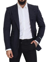 Dark Blue Stripe Wool Single Breasted Blazer Dolce & Gabbana