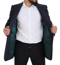 Dark Blue Stripe Wool Single Breasted Blazer Dolce & Gabbana