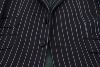 Dark Blue Stripe Wool Single Breasted Blazer Dolce & Gabbana