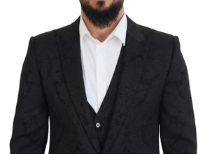 Black Floral Brocade 2 Piece MARTINI Suit Dolce & Gabbana