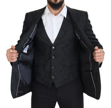 Black Floral Brocade 2 Piece MARTINI Suit Dolce & Gabbana