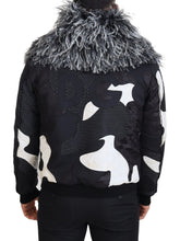 Black White Fur Shearling Full Zip Jacket Dolce & Gabbana