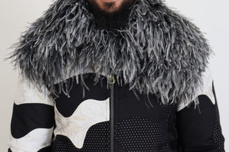 Black White Fur Shearling Full Zip Jacket Dolce & Gabbana