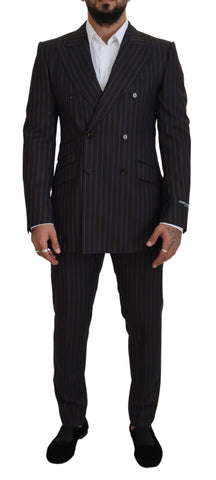 Black Striped Wool Formal 2 Piece Suit Dolce & Gabbana