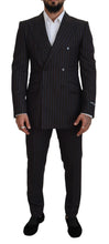 Black Striped Wool Formal 2 Piece Suit Dolce & Gabbana