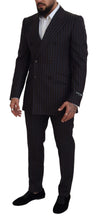 Black Striped Wool Formal 2 Piece Suit Dolce & Gabbana
