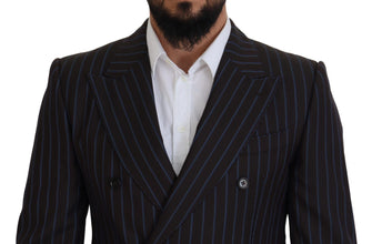 Black Striped Wool Formal 2 Piece Suit Dolce & Gabbana