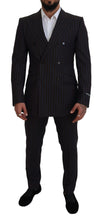 Black Striped Wool Formal 2 Piece Suit Dolce & Gabbana