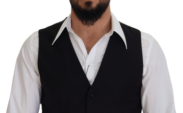 Black Virgin Wool Waistcoat Formal Dress Vest Dolce & Gabbana