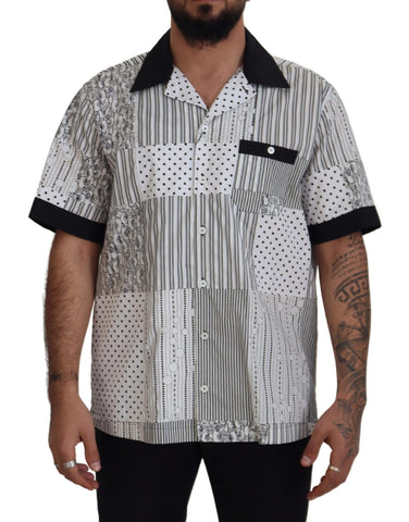 White Black Patterned Button Down Shirt Dolce & Gabbana