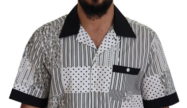White Black Patterned Button Down Shirt Dolce & Gabbana