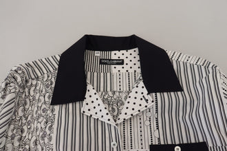 White Black Patterned Button Down Shirt Dolce & Gabbana