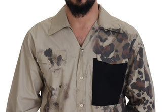 Beige Camouflage Cotton Long Sleeves Shirt Dolce & Gabbana
