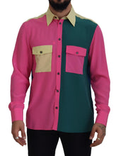 Multicolor Patchwork Silk Button Down Shirt Dolce & Gabbana