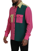 Multicolor Patchwork Silk Button Down Shirt Dolce & Gabbana