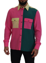 Multicolor Patchwork Silk Button Down Shirt Dolce & Gabbana