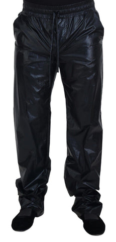 Black Shining Drawstring Trouser Nylon Pants Dolce & Gabbana