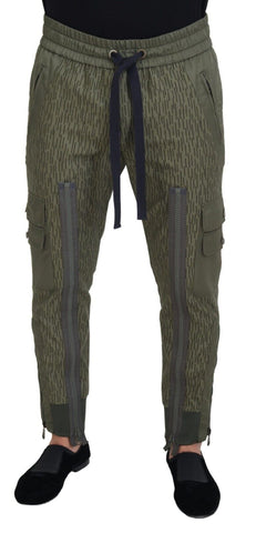Green Striped Cargo Zipper Leg Men Trouser Pants Dolce & Gabbana