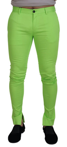 Light Green Cotton Skinny Men Trousers Pants Dolce & Gabbana