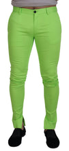 Light Green Cotton Skinny Men Trousers Pants Dolce & Gabbana