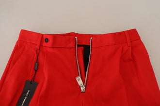Red Straight Fit Men Trousers Cotton Pants Dolce & Gabbana