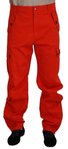 Red Cargo Men Trousers Cotton Pants Dolce & Gabbana