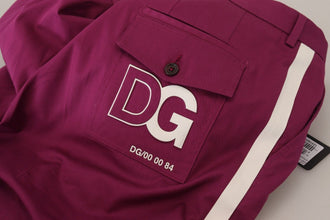 Magenta Cotton DG Logo Pocket Trouser Pants Dolce & Gabbana