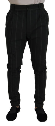 Black Striped Men Trousers Cotton Pants Dolce & Gabbana