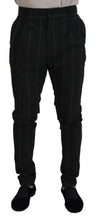 Black Striped Men Trousers Cotton Pants Dolce & Gabbana